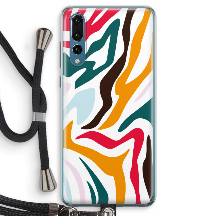 Colored Zebra: Huawei P20 Pro Transparant Hoesje met koord