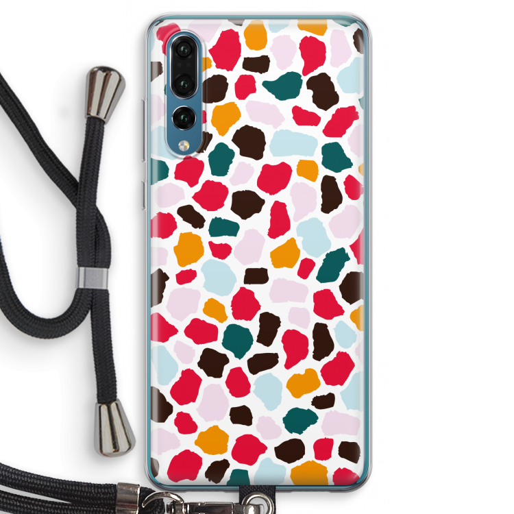Colored Giraffe: Huawei P20 Pro Transparant Hoesje met koord