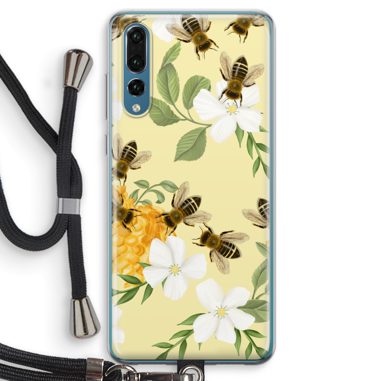 No flowers without bees: Huawei P20 Pro Transparant Hoesje met koord