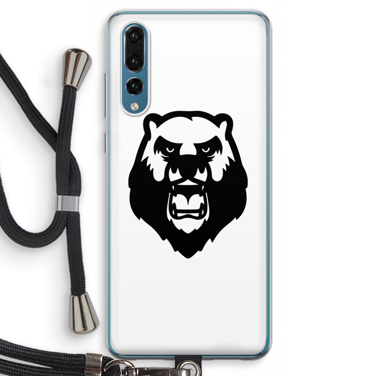 Angry Bear (white): Huawei P20 Pro Transparant Hoesje met koord