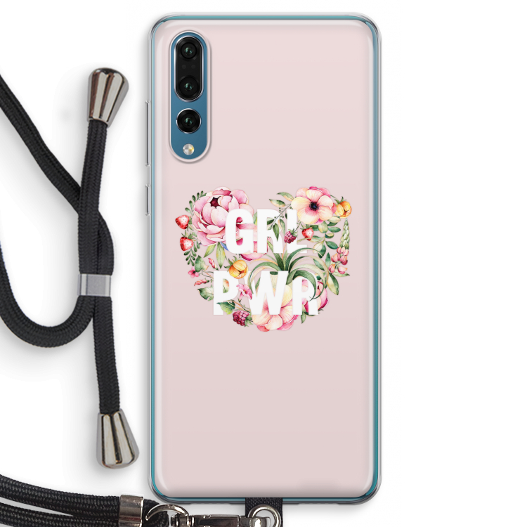 GRL PWR Flower: Huawei P20 Pro Transparant Hoesje met koord