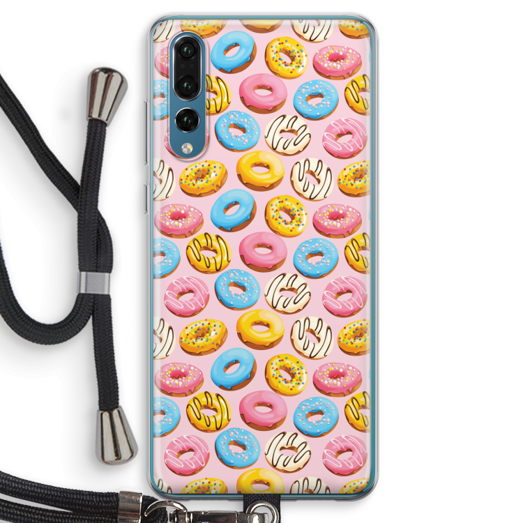 Pink donuts: Huawei P20 Pro Transparant Hoesje met koord