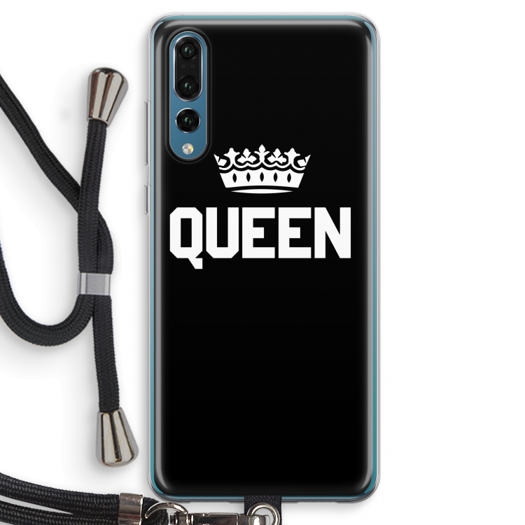 Queen zwart: Huawei P20 Pro Transparant Hoesje met koord