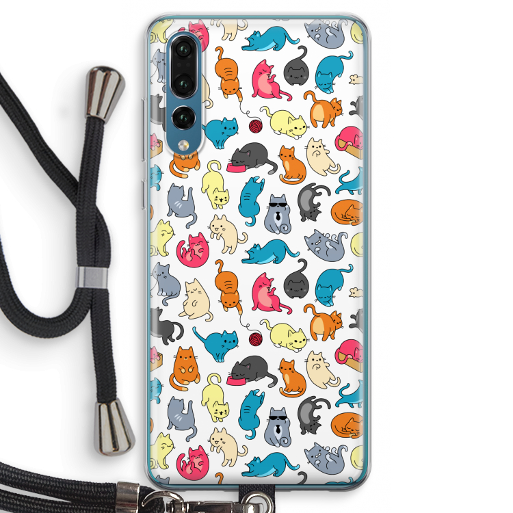 Kleurrijke katten: Huawei P20 Pro Transparant Hoesje met koord