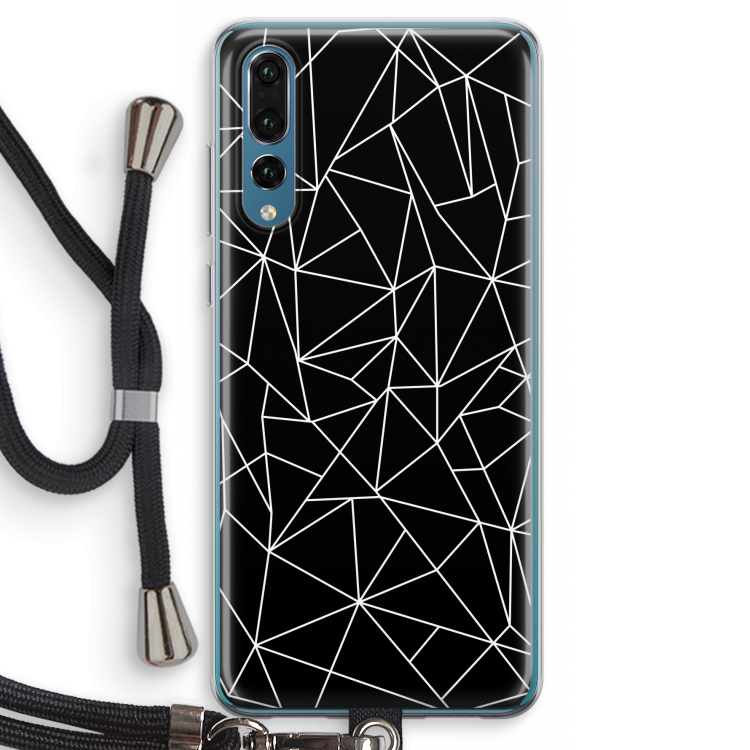 Geometrische lijnen wit: Huawei P20 Pro Transparant Hoesje met koord