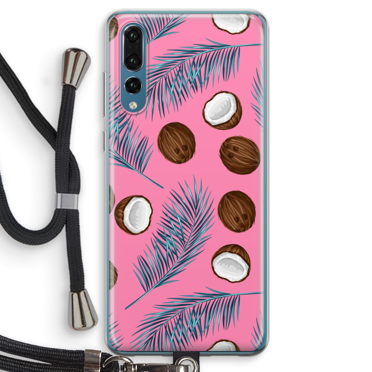Kokosnoot roze: Huawei P20 Pro Transparant Hoesje met koord