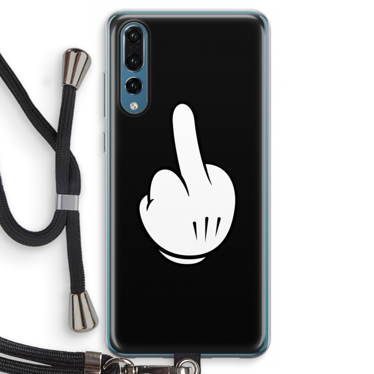 Middle finger black: Huawei P20 Pro Transparant Hoesje met koord