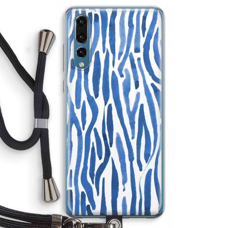 Blauwe nerven: Huawei P20 Pro Transparant Hoesje met koord
