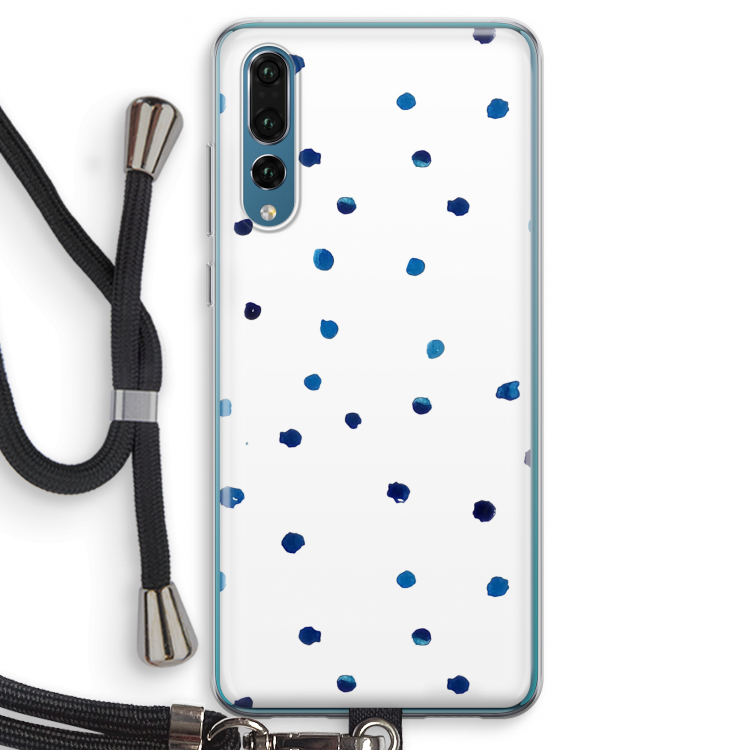 Blauwe stippen: Huawei P20 Pro Transparant Hoesje met koord