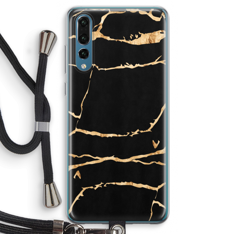 Gouden marmer: Huawei P20 Pro Transparant Hoesje met koord