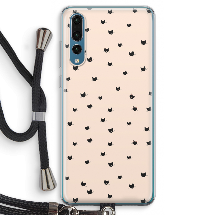Kleine kattenkopjes: Huawei P20 Pro Transparant Hoesje met koord