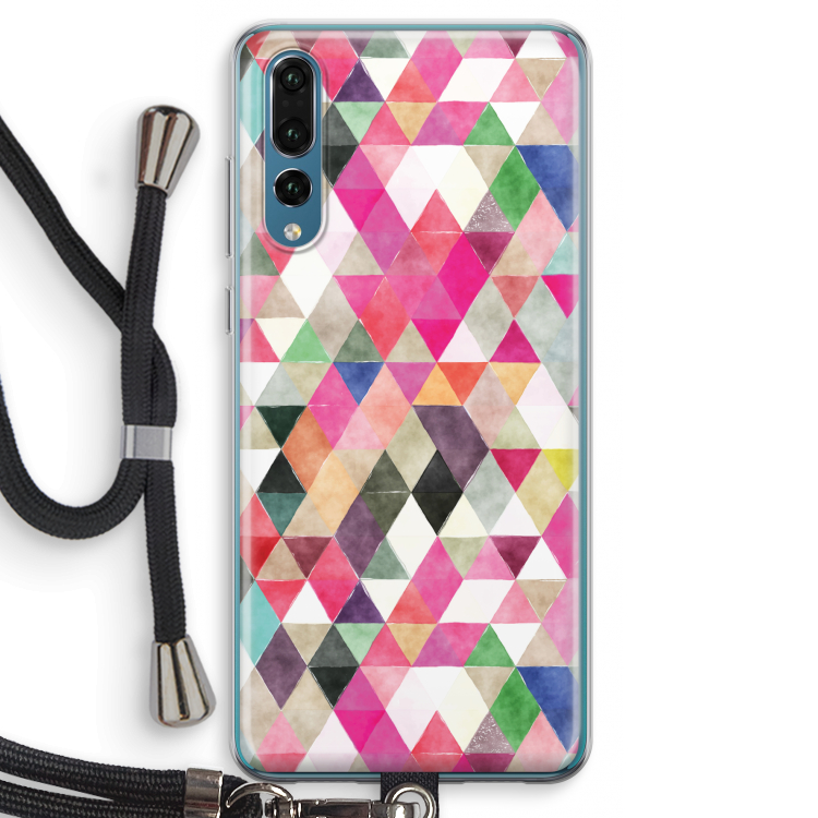 Gekleurde driehoekjes: Huawei P20 Pro Transparant Hoesje met koord