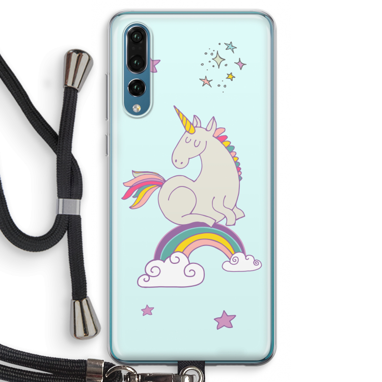 Regenboog eenhoorn: Huawei P20 Pro Transparant Hoesje met koord