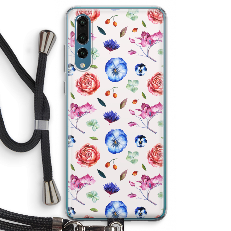 Bloemetjes: Huawei P20 Pro Transparant Hoesje met koord