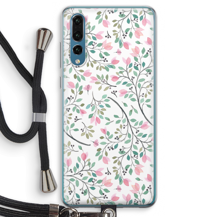 Sierlijke bloemen: Huawei P20 Pro Transparant Hoesje met koord