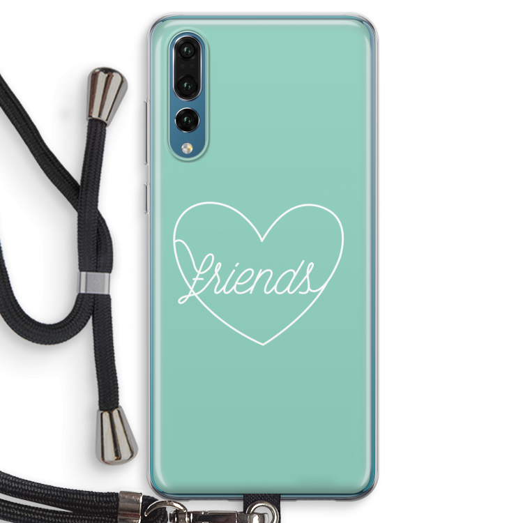 Friends heart pastel: Huawei P20 Pro Transparant Hoesje met koord