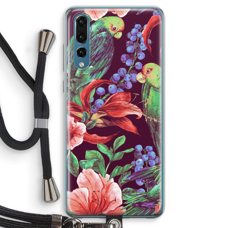 Papegaaien: Huawei P20 Pro Transparant Hoesje met koord