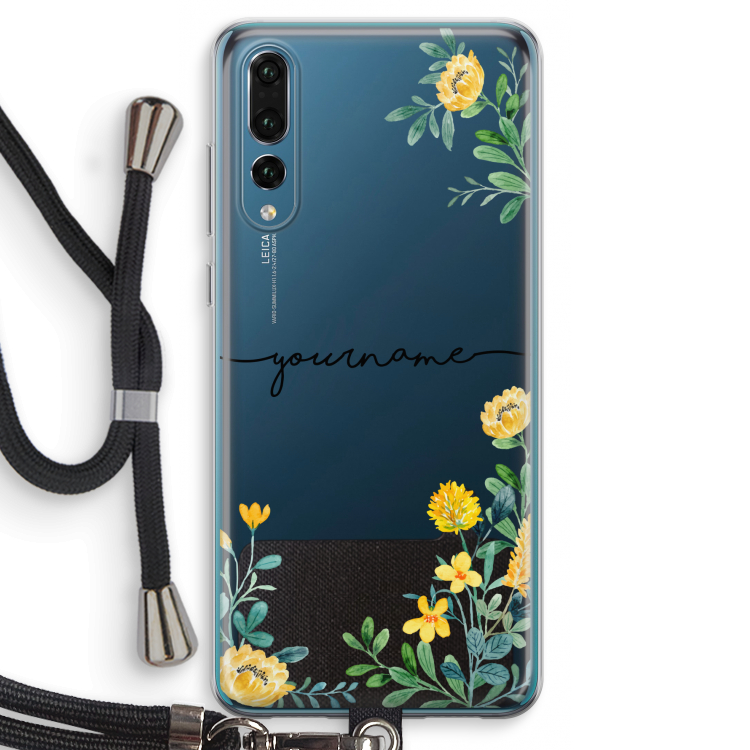 Gele bloemen: Huawei P20 Pro Transparant Hoesje met koord