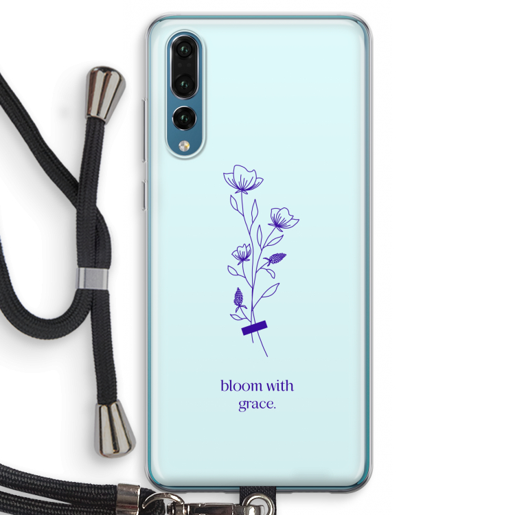Bloom with grace: Huawei P20 Pro Transparant Hoesje met koord