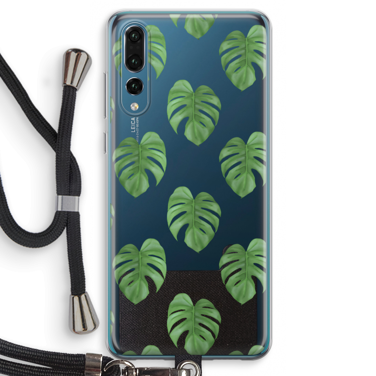 Monstera leaves: Huawei P20 Pro Transparant Hoesje met koord