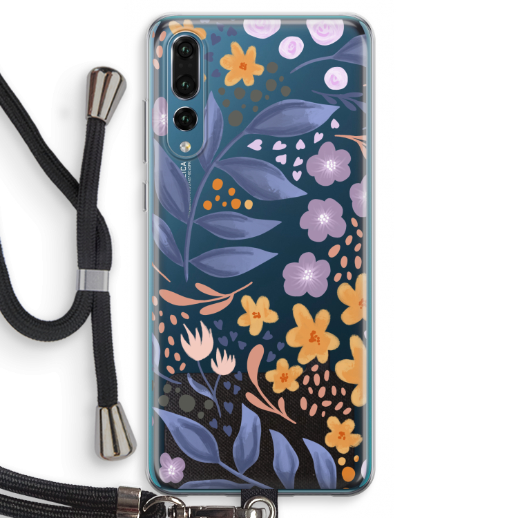 Flowers with blue leaves: Huawei P20 Pro Transparant Hoesje met koord