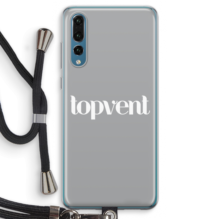 Topvent Grijs Wit: Huawei P20 Pro Transparant Hoesje met koord