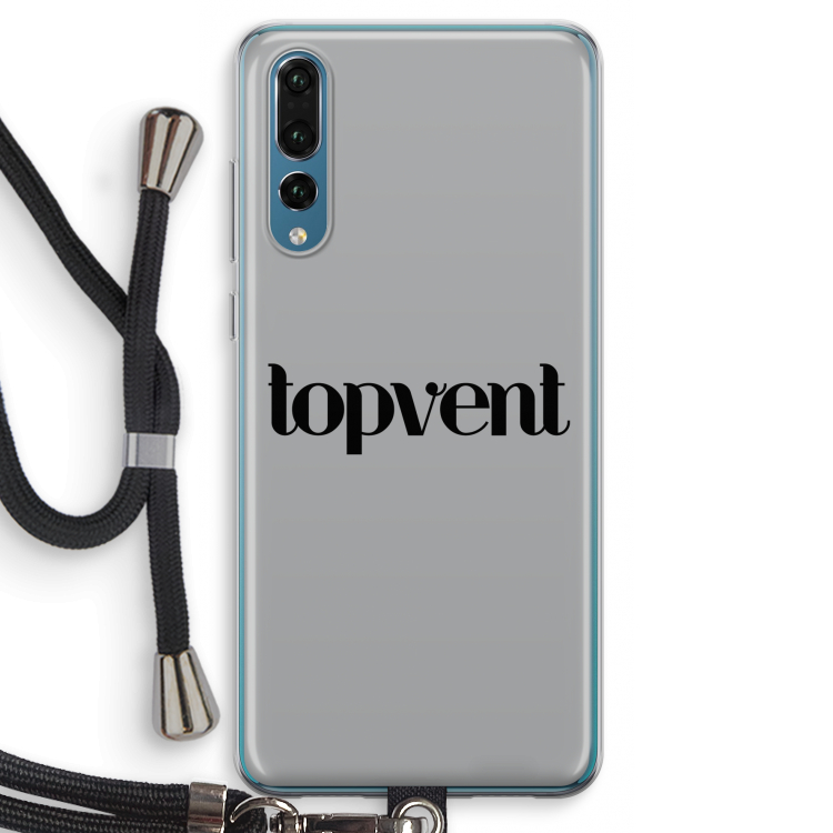 Topvent Grijs Zwart: Huawei P20 Pro Transparant Hoesje met koord