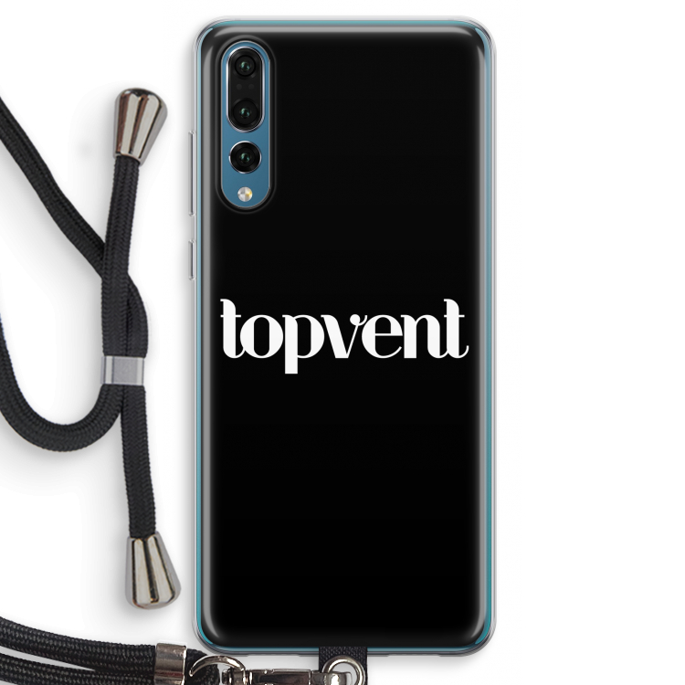 Topvent Zwart: Huawei P20 Pro Transparant Hoesje met koord