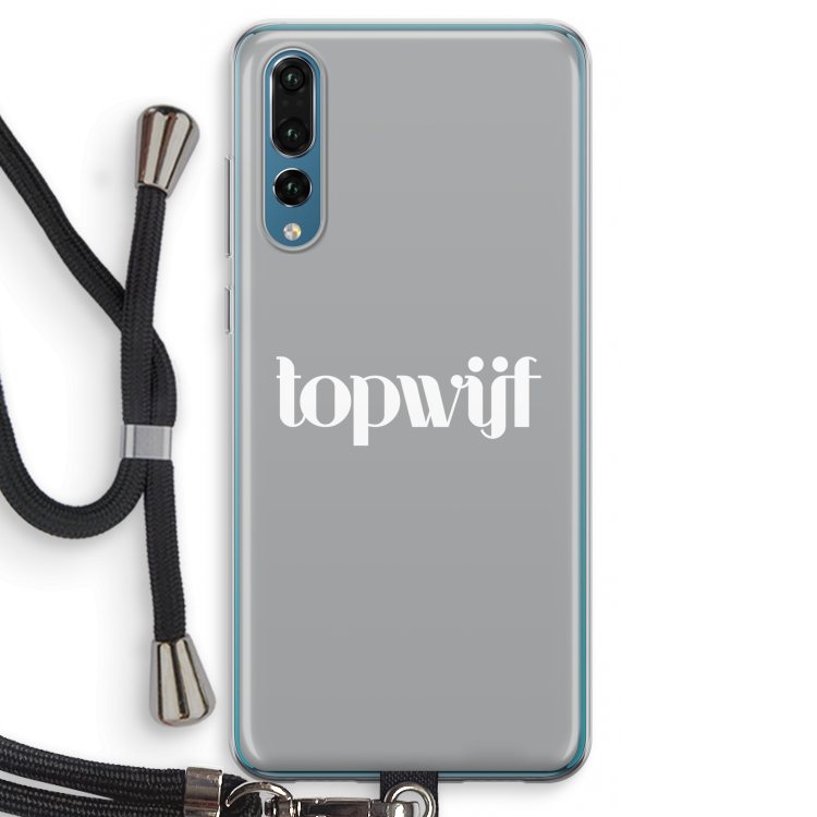 Topwijf Grijs Wit: Huawei P20 Pro Transparant Hoesje met koord