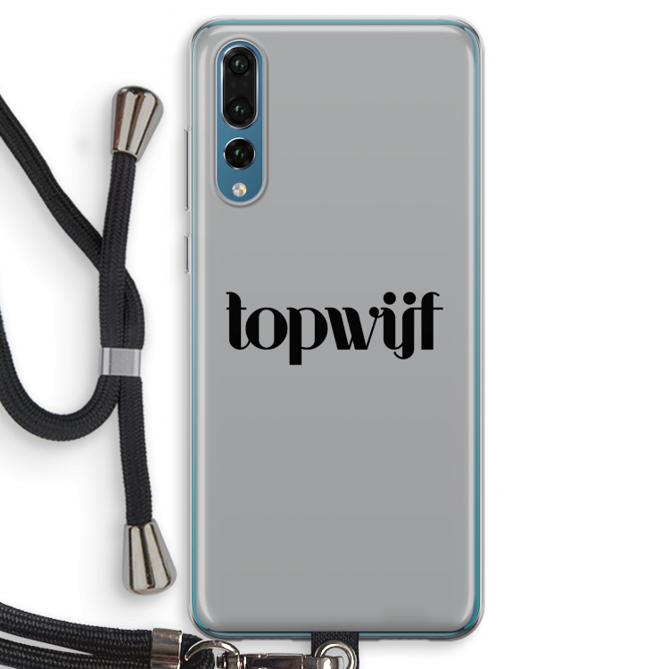 Topwijf Grijs Zwart: Huawei P20 Pro Transparant Hoesje met koord