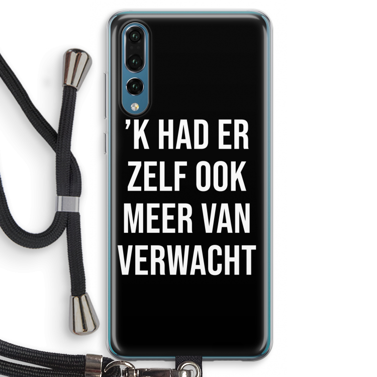 Meer verwacht - Zwart: Huawei P20 Pro Transparant Hoesje met koord
