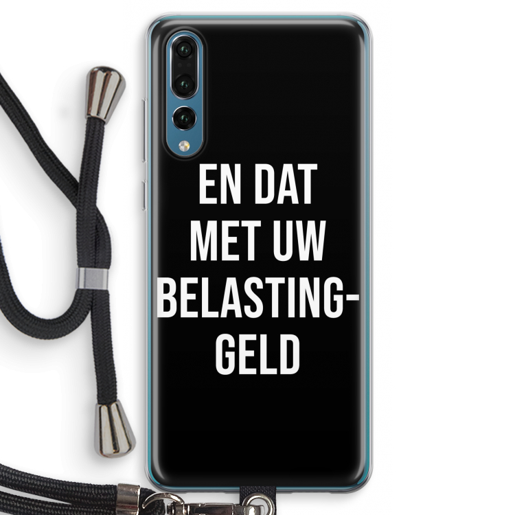 Belastinggeld - Zwart: Huawei P20 Pro Transparant Hoesje met koord