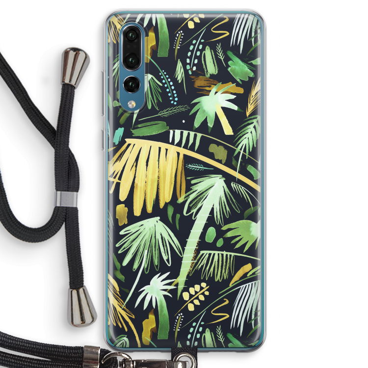 Tropical Palms Dark: Huawei P20 Pro Transparant Hoesje met koord