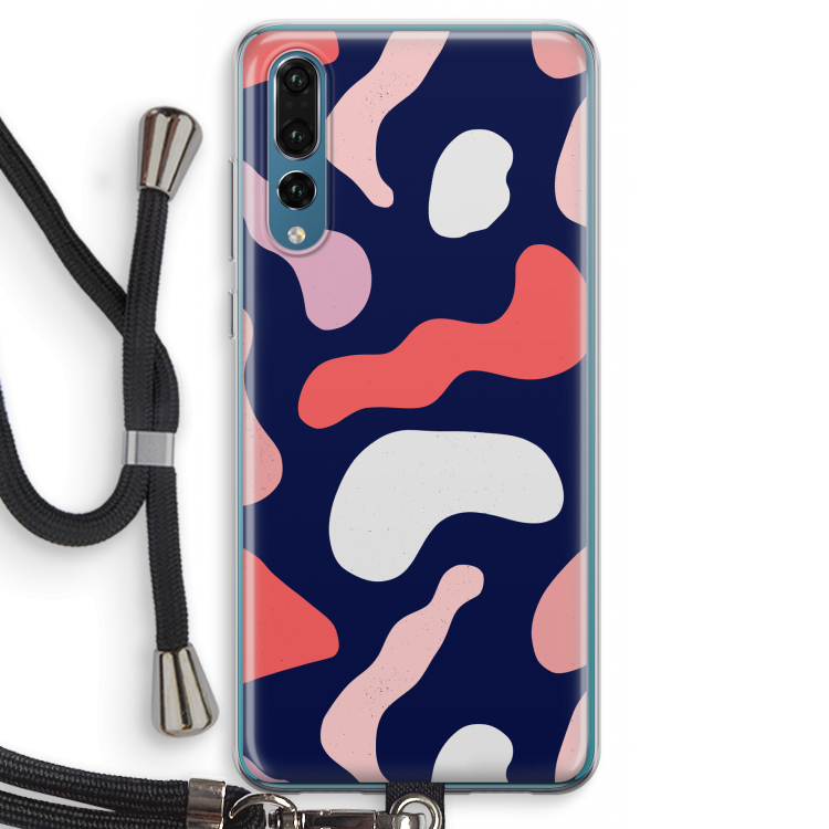 Memphis Shapes Pink: Huawei P20 Pro Transparant Hoesje met koord