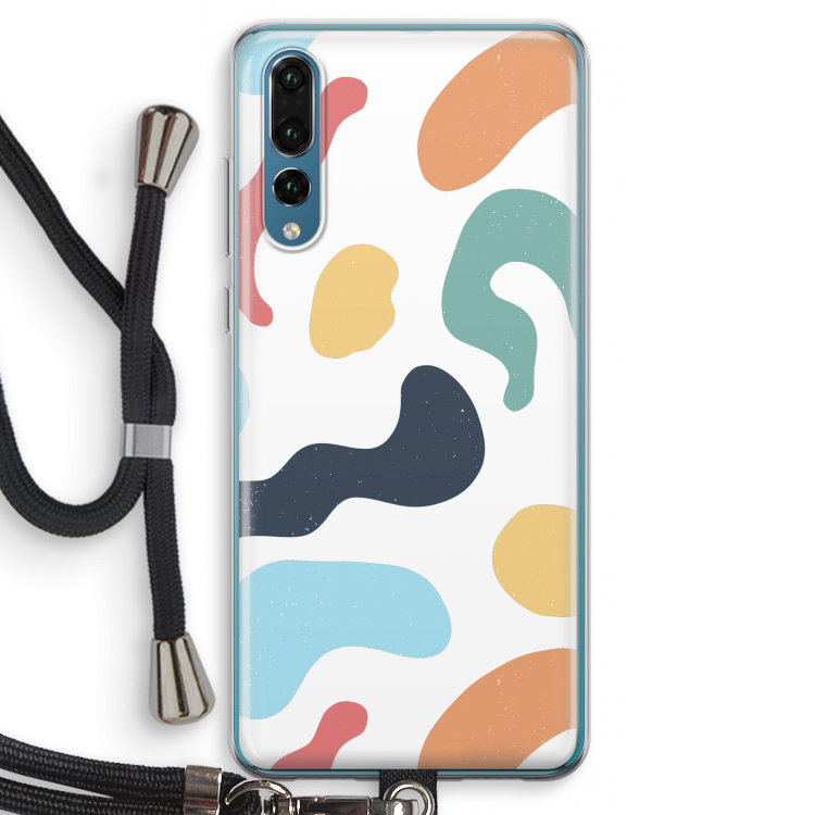 Memphis Shapes Blue: Huawei P20 Pro Transparant Hoesje met koord
