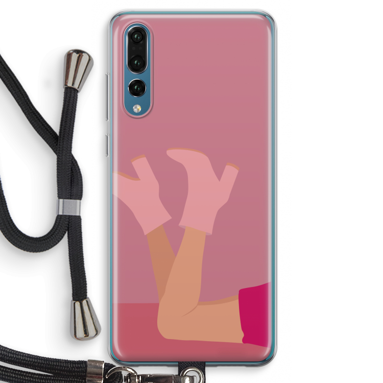Pink boots: Huawei P20 Pro Transparant Hoesje met koord