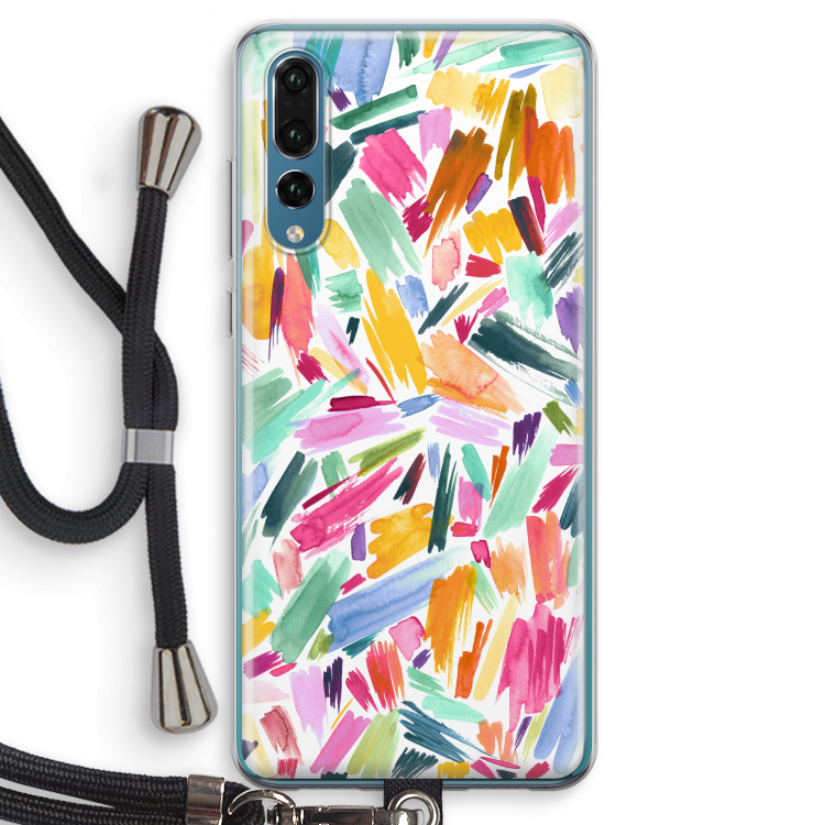 Watercolor Brushstrokes: Huawei P20 Pro Transparant Hoesje met koord