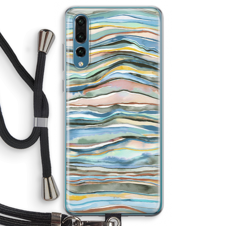 Watercolor Agate: Huawei P20 Pro Transparant Hoesje met koord