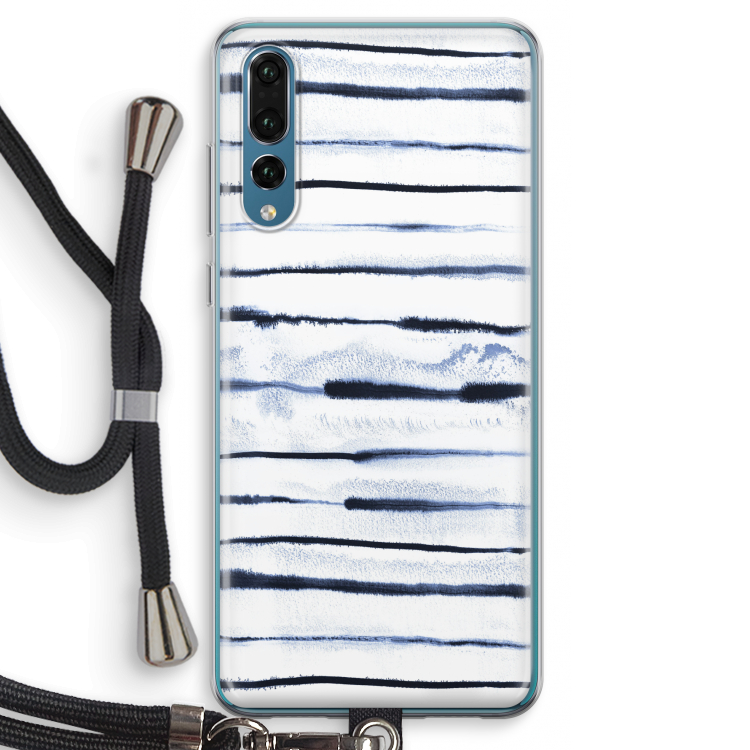 Ink Stripes: Huawei P20 Pro Transparant Hoesje met koord