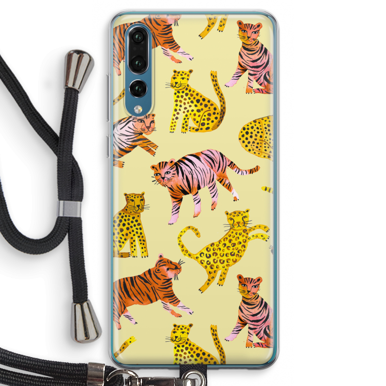 Cute Tigers and Leopards: Huawei P20 Pro Transparant Hoesje met koord
