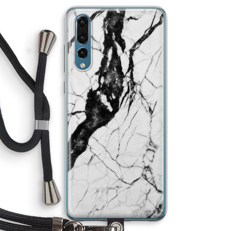 Witte marmer 2: Huawei P20 Pro Transparant Hoesje met koord