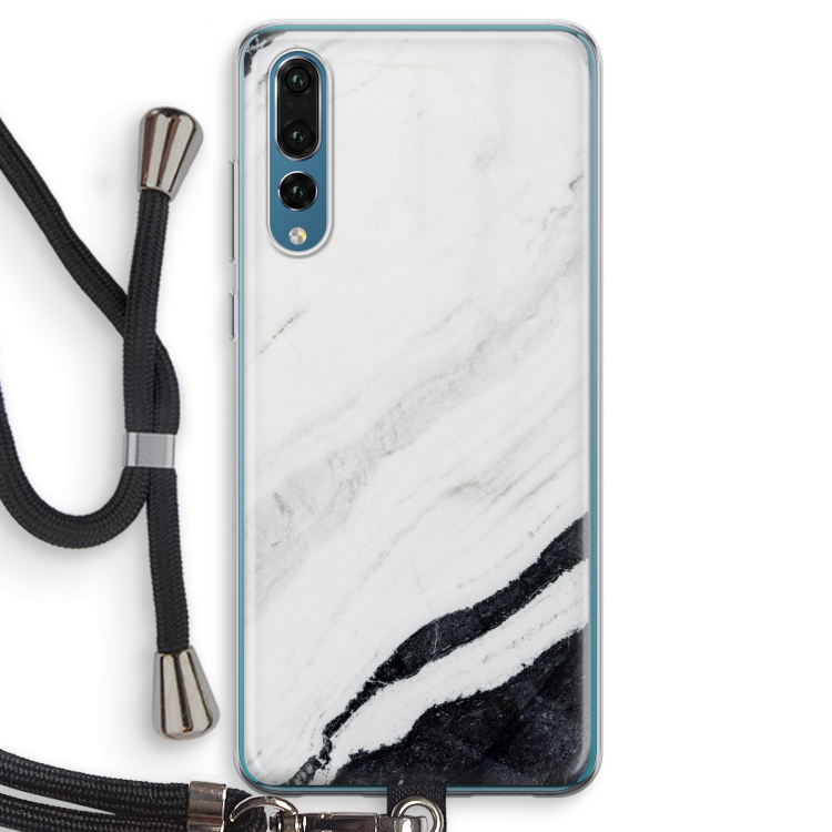 Elegante marmer: Huawei P20 Pro Transparant Hoesje met koord
