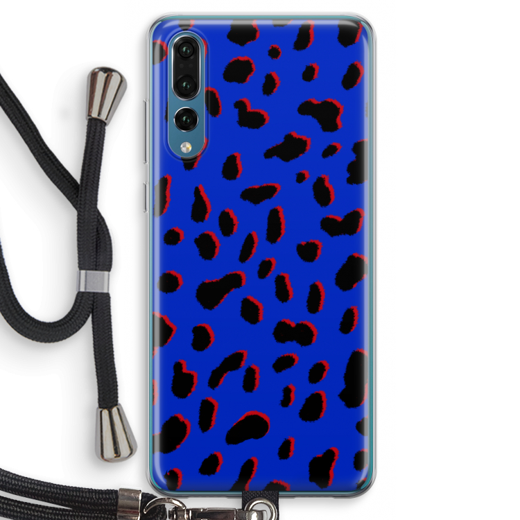Blue Leopard: Huawei P20 Pro Transparant Hoesje met koord