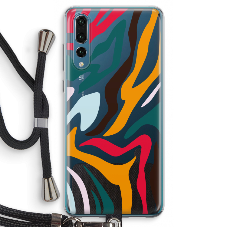 Colored Zebra: Huawei P20 Pro Transparant Hoesje met koord