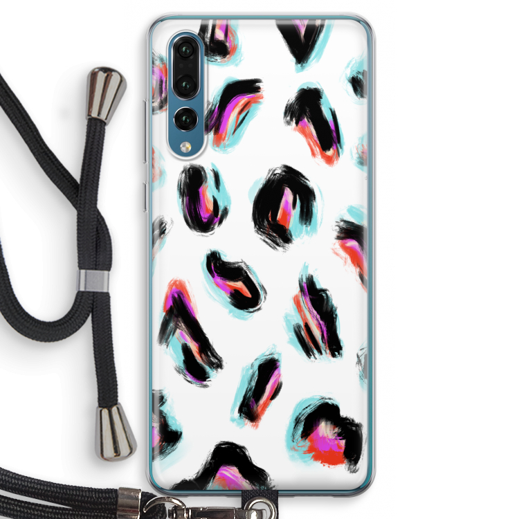 Cheetah color: Huawei P20 Pro Transparant Hoesje met koord