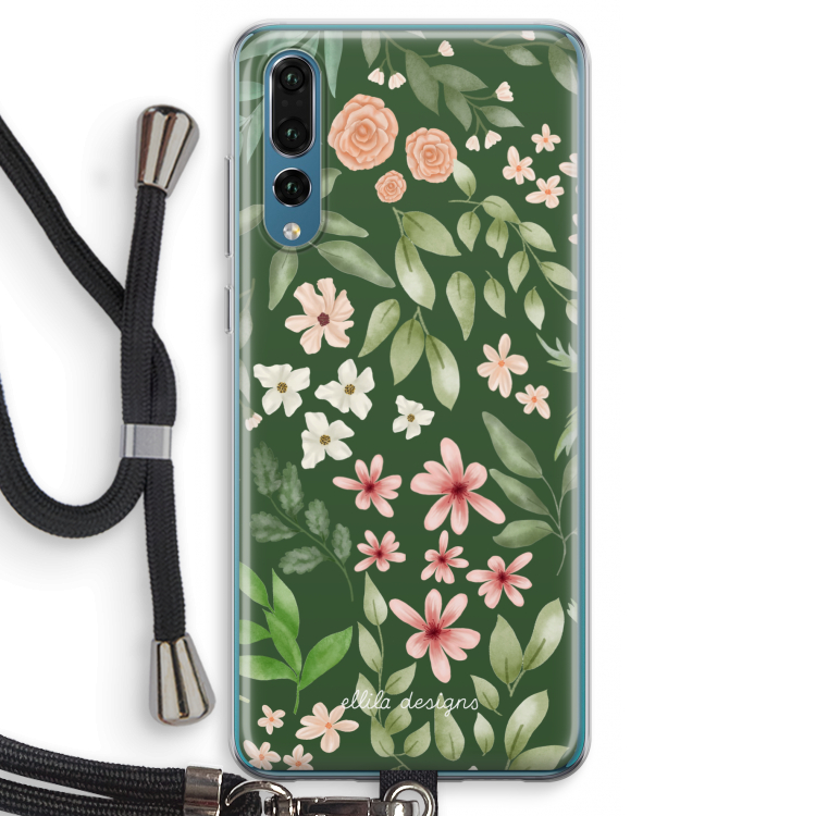 Botanical green sweet flower heaven: Huawei P20 Pro Transparant Hoesje met koord