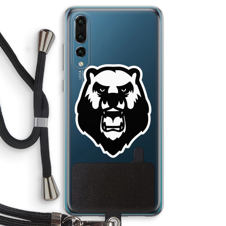 Angry Bear (white): Huawei P20 Pro Transparant Hoesje met koord