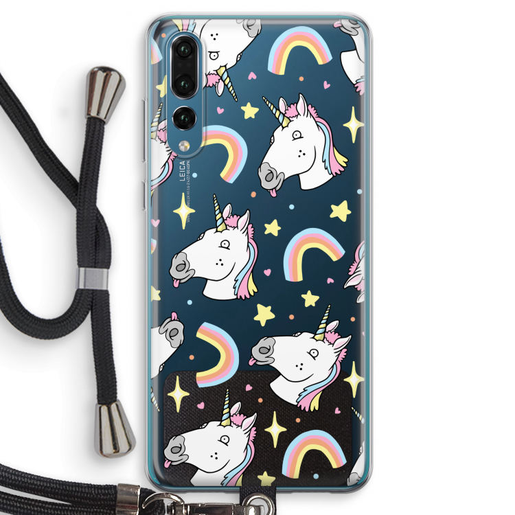 Rainbow Unicorn: Huawei P20 Pro Transparant Hoesje met koord