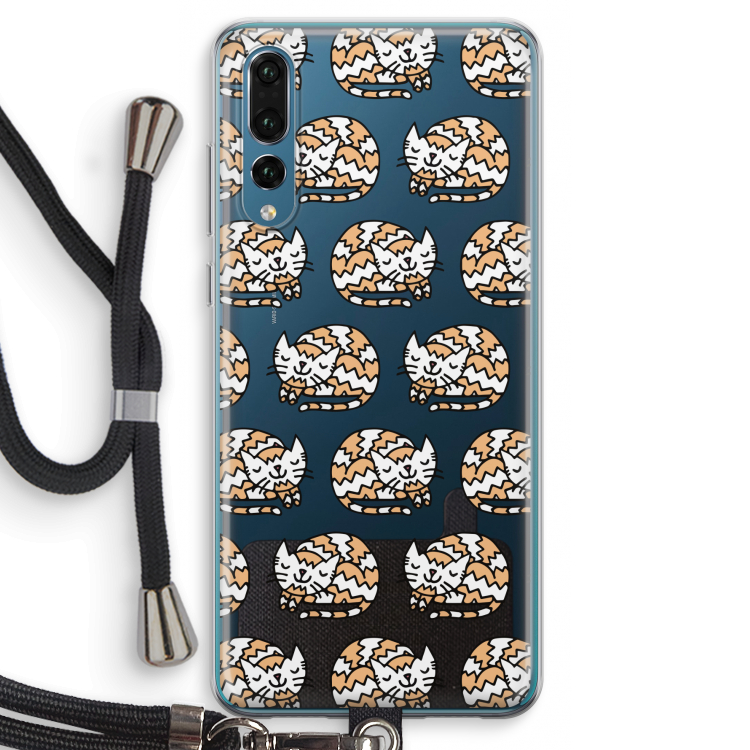 Slapende poes: Huawei P20 Pro Transparant Hoesje met koord