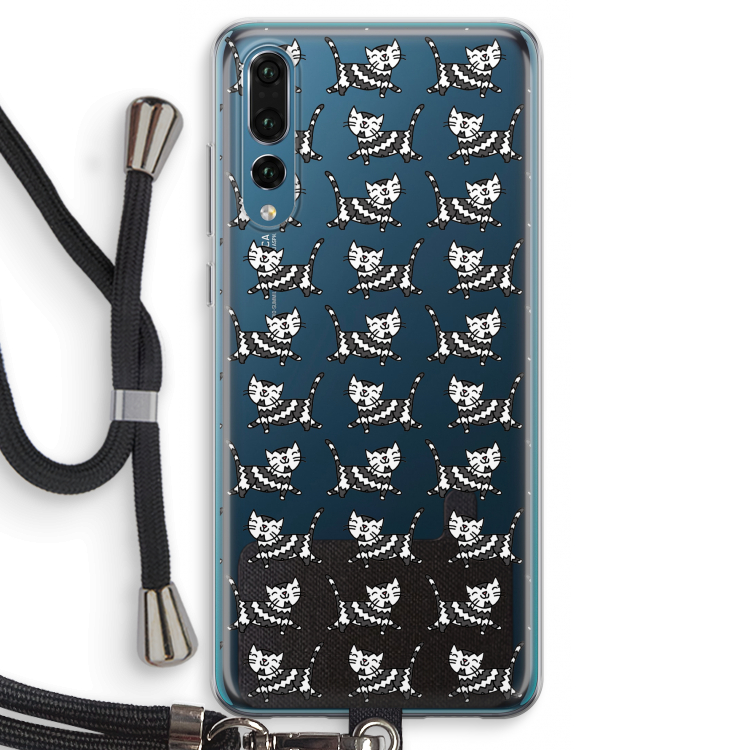 Zwarte poes: Huawei P20 Pro Transparant Hoesje met koord